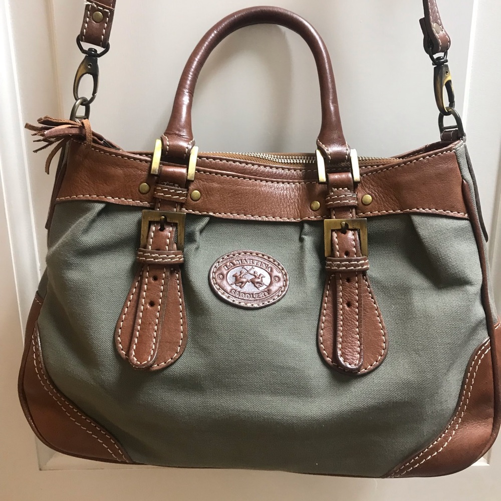 LaMartina Leather and Canvas Handbag